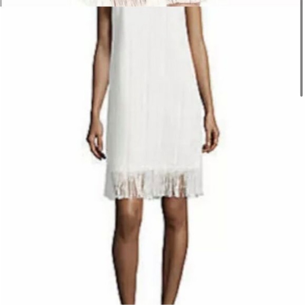 Karl Lagerfeld Silver Metallic Tweed Fringe